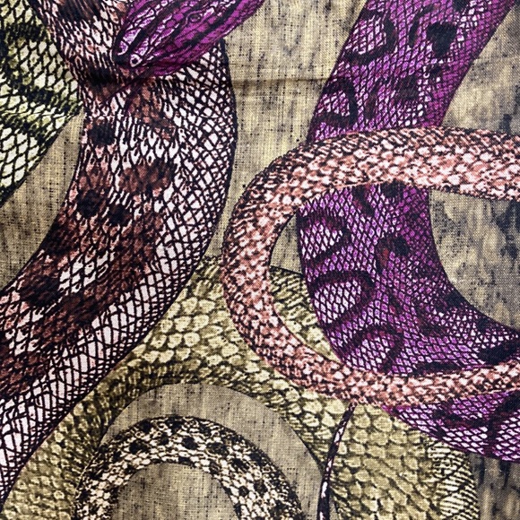 Fashion Crimes Dress Womens Large Snake Print Sheath Y2K Gold Satin Pam Chorley - Picture 9 of 15